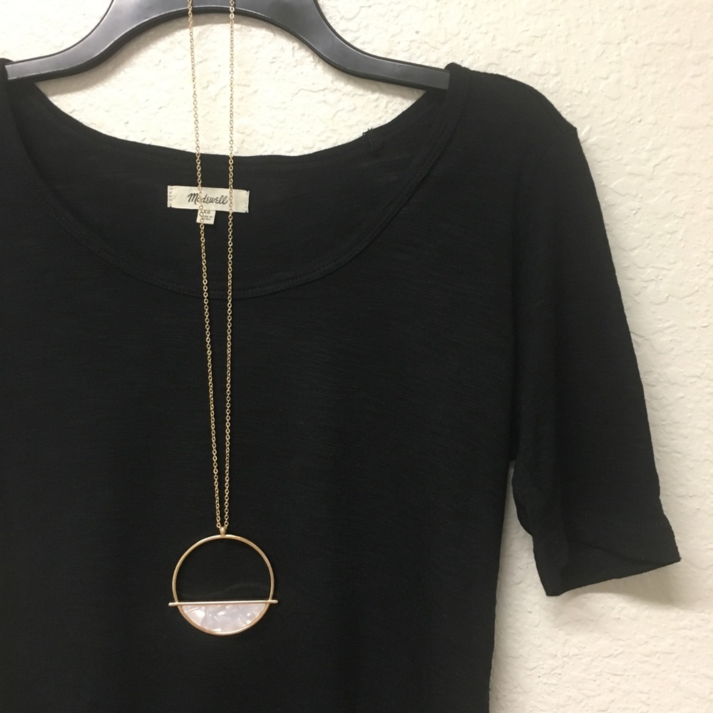 Panacea Gold and White Marble Circular Pendant